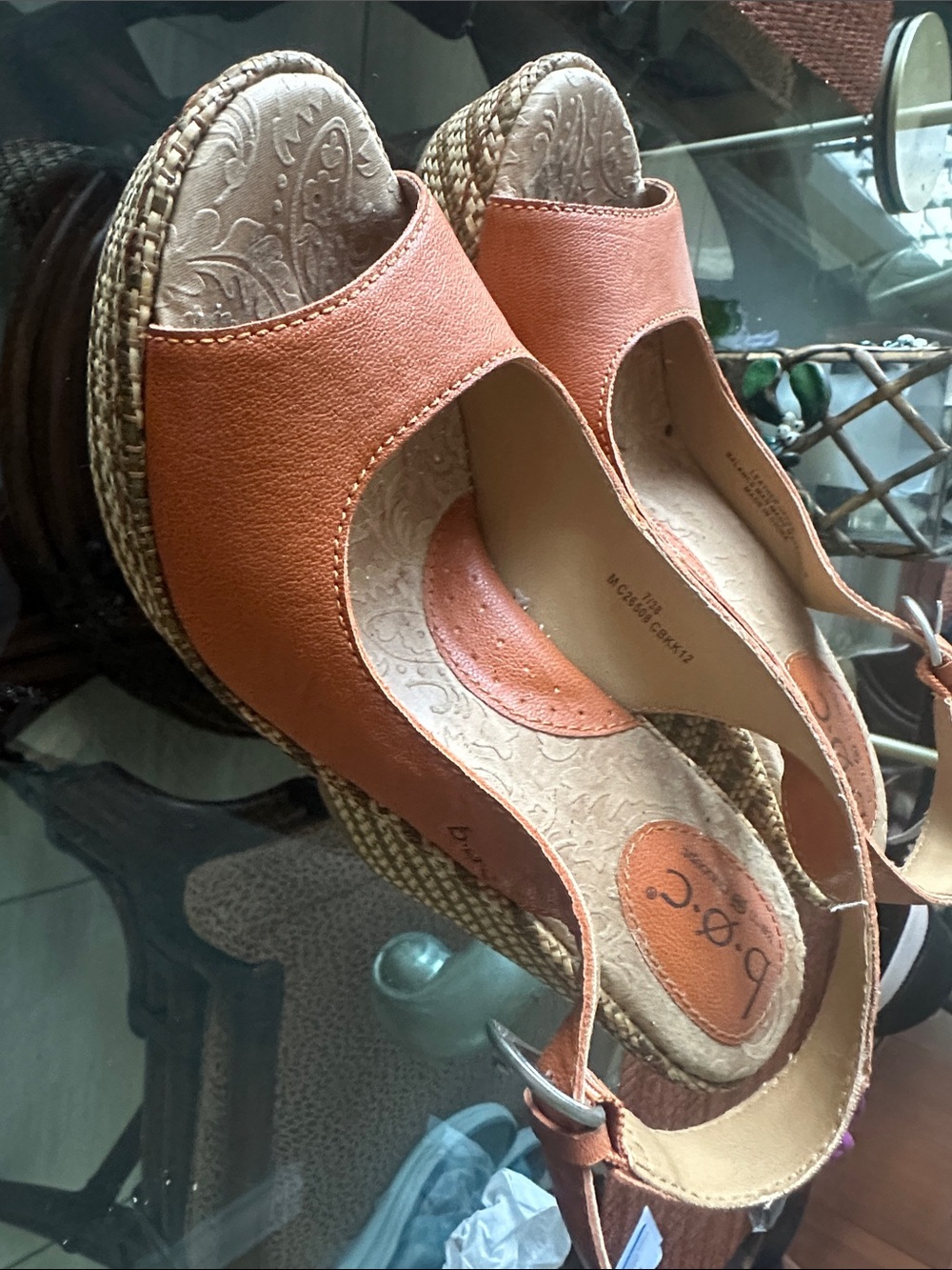 b.o.c. Orange Slingback Wedge Sandals
